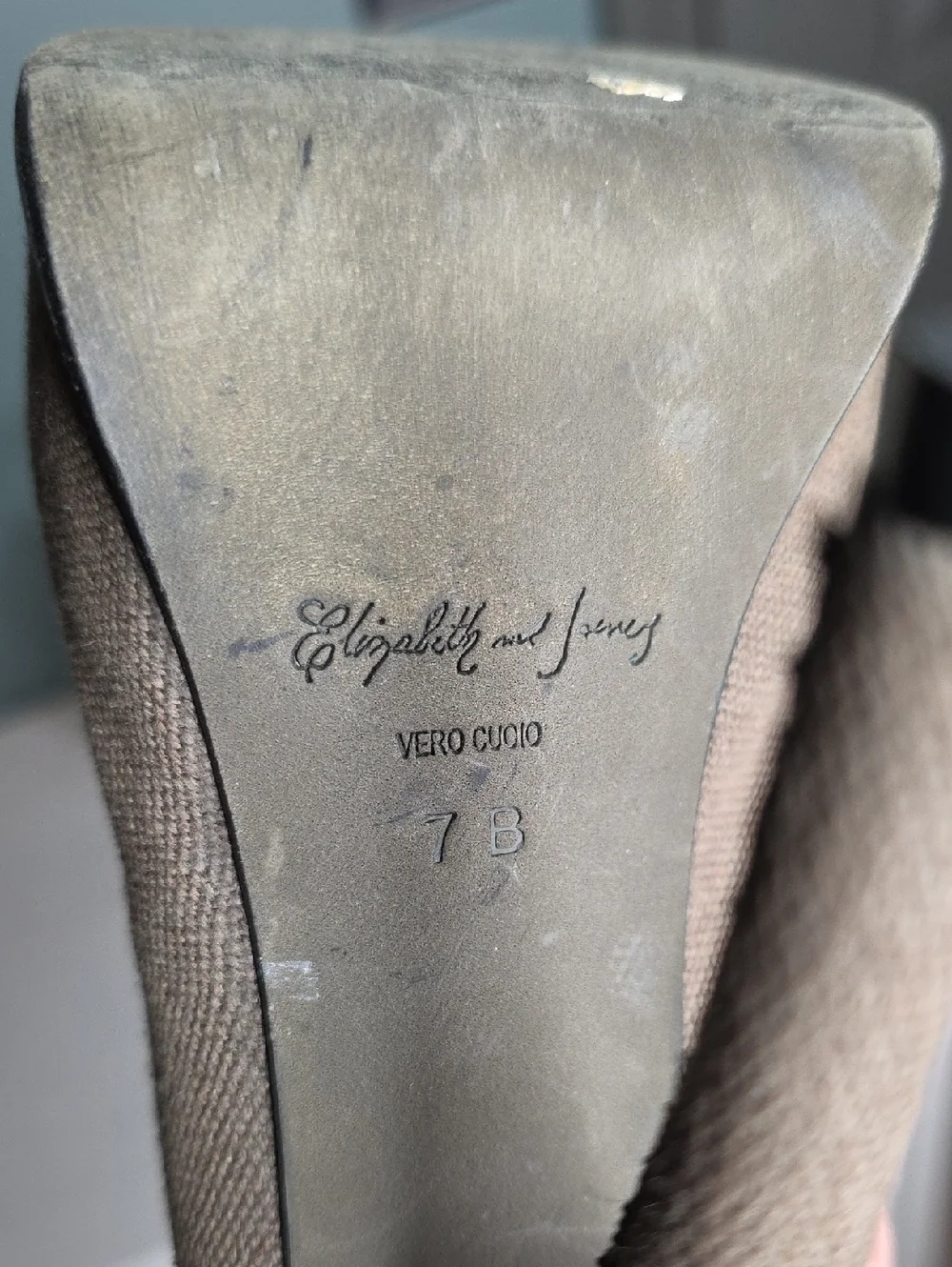 Elizabeth And James  Olive Brown canvas  Lace-Up Peep-Toe Margo Heels Size 7